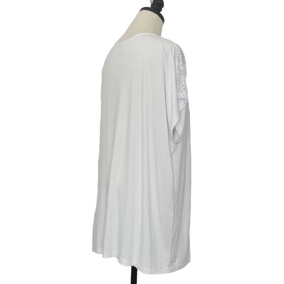 Torrid Super Soft Knits T-Shirt Dolman SS Sleeve White with Lace Size 2 = 2X - Picture 6 of 11